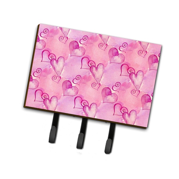 Carolines Treasures Watercolor Hot Pink Hearts Leash or Key Holder, 6 x 2 x 9 in. BB7564TH68 - main